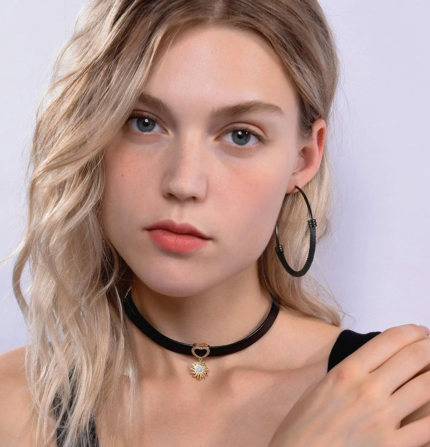 PROSTEEL Chunky Hoop Earrings For Women, 20mm/30mm/40mm/60mm/80mm/100mm, Gold Plated/Black Stainless Steel Hoops Earrings Statement Jewelry