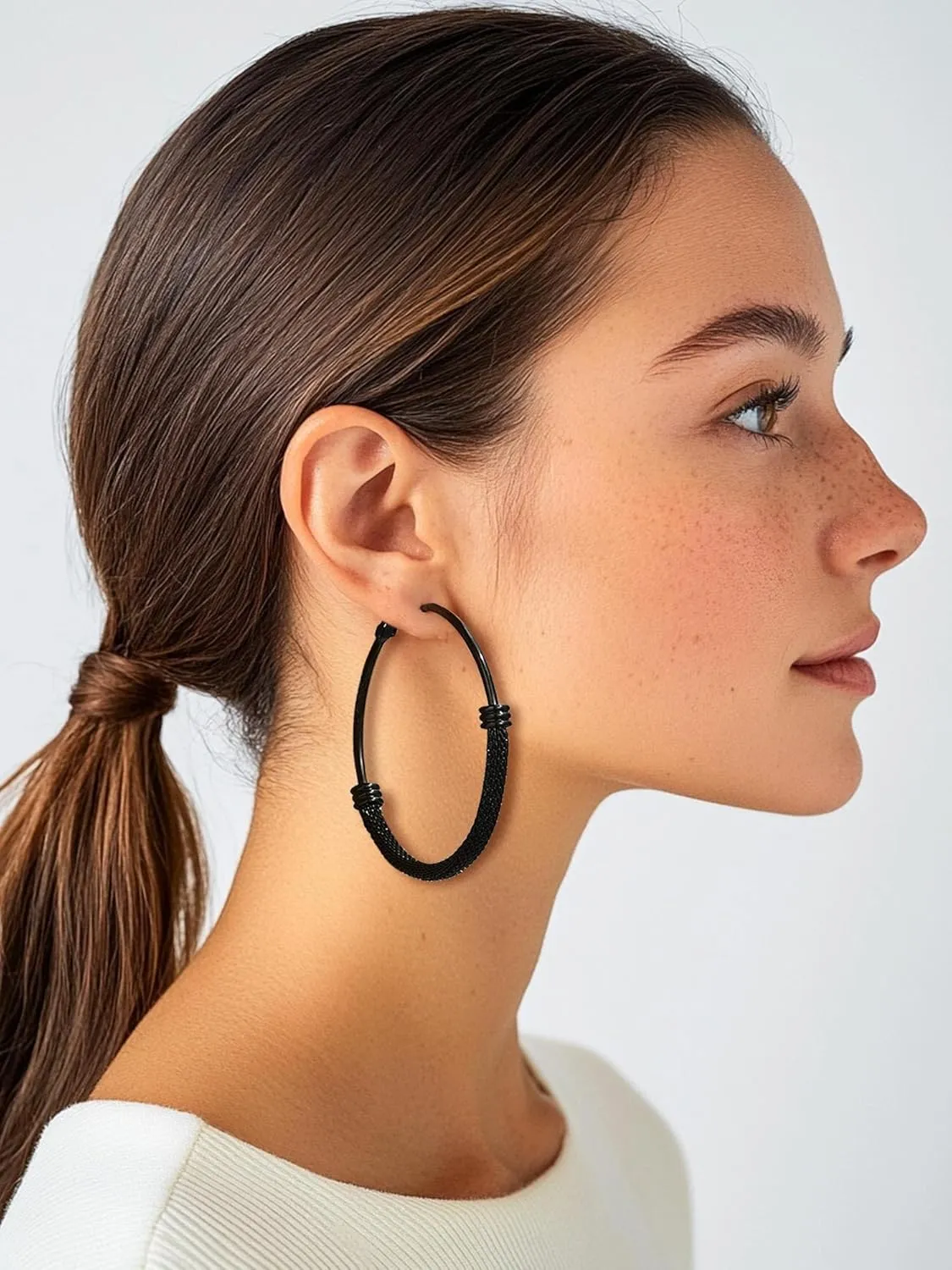 PROSTEEL Chunky Hoop Earrings For Women, 20mm/30mm/40mm/60mm/80mm/100mm, Gold Plated/Black Stainless Steel Hoops Earrings Statement Jewelry