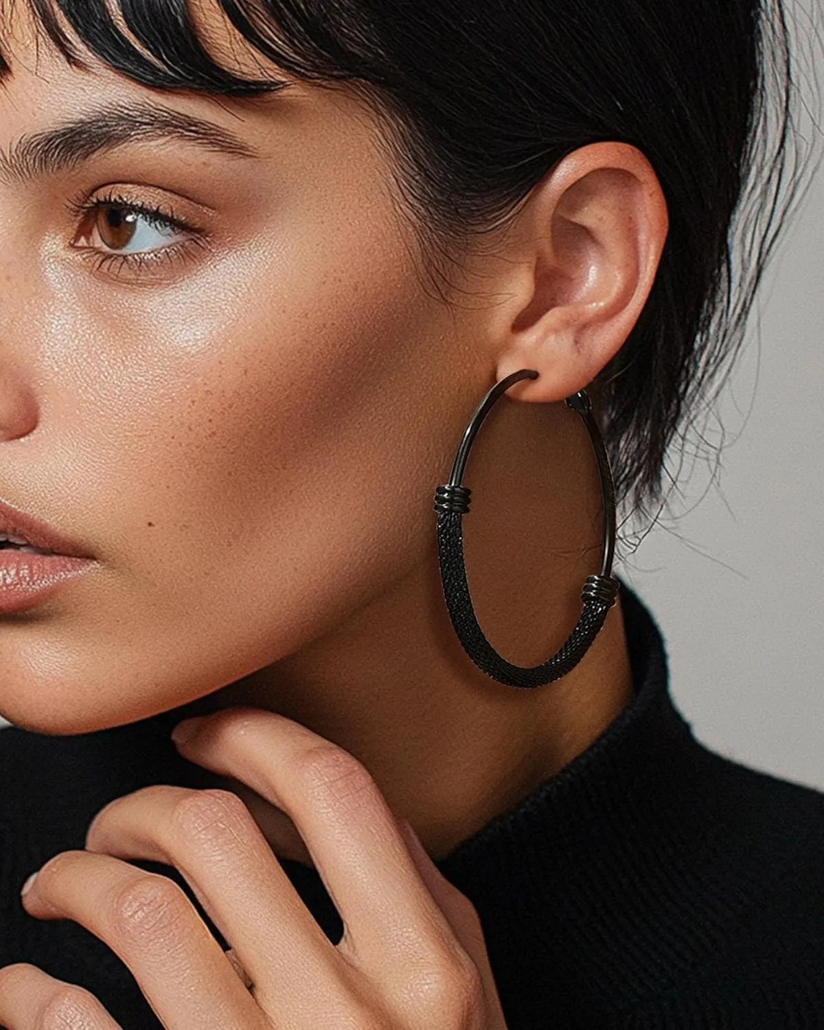 PROSTEEL Chunky Hoop Earrings For Women, 20mm/30mm/40mm/60mm/80mm/100mm, Gold Plated/Black Stainless Steel Hoops Earrings Statement Jewelry