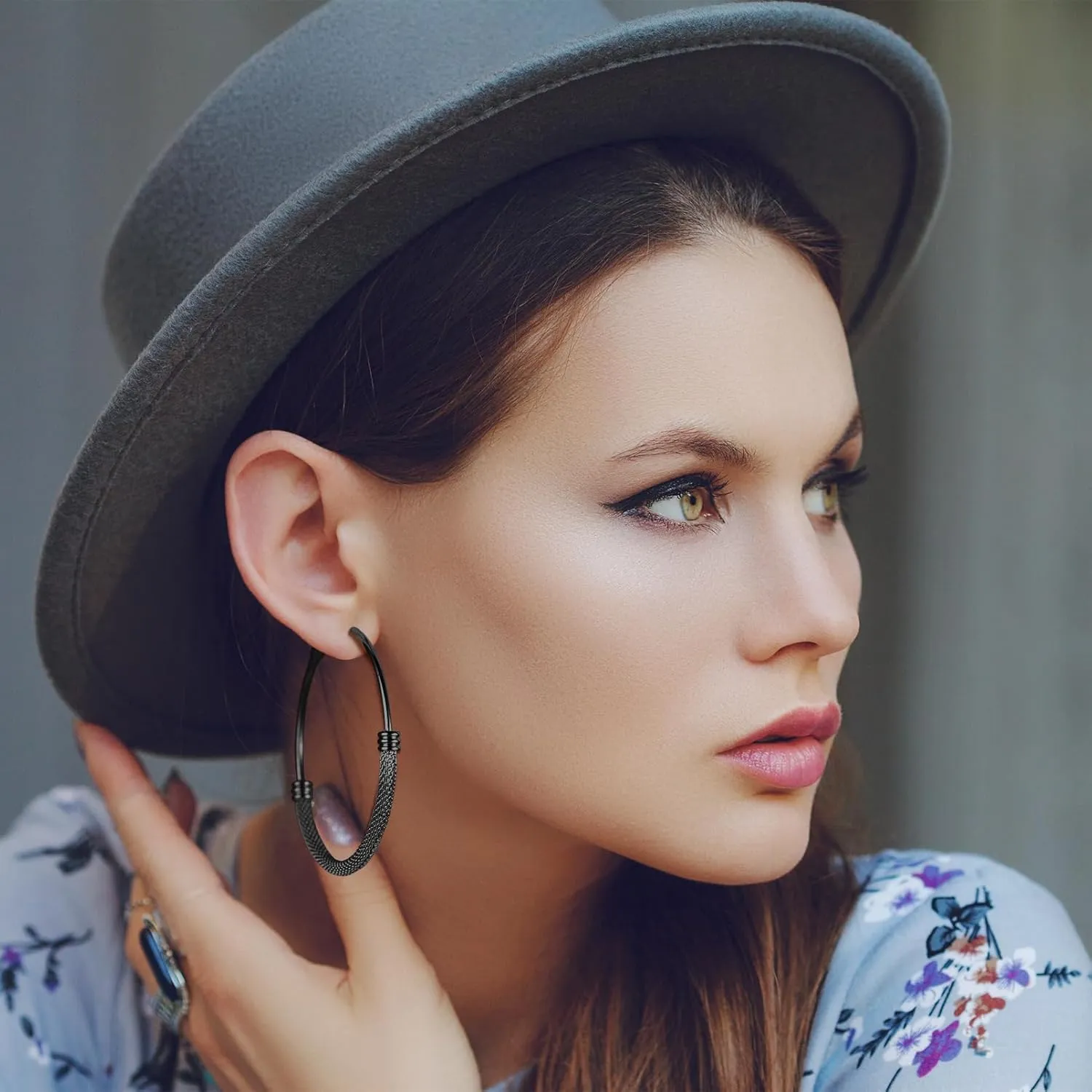 PROSTEEL Chunky Hoop Earrings For Women, 20mm/30mm/40mm/60mm/80mm/100mm, Gold Plated/Black Stainless Steel Hoops Earrings Statement Jewelry