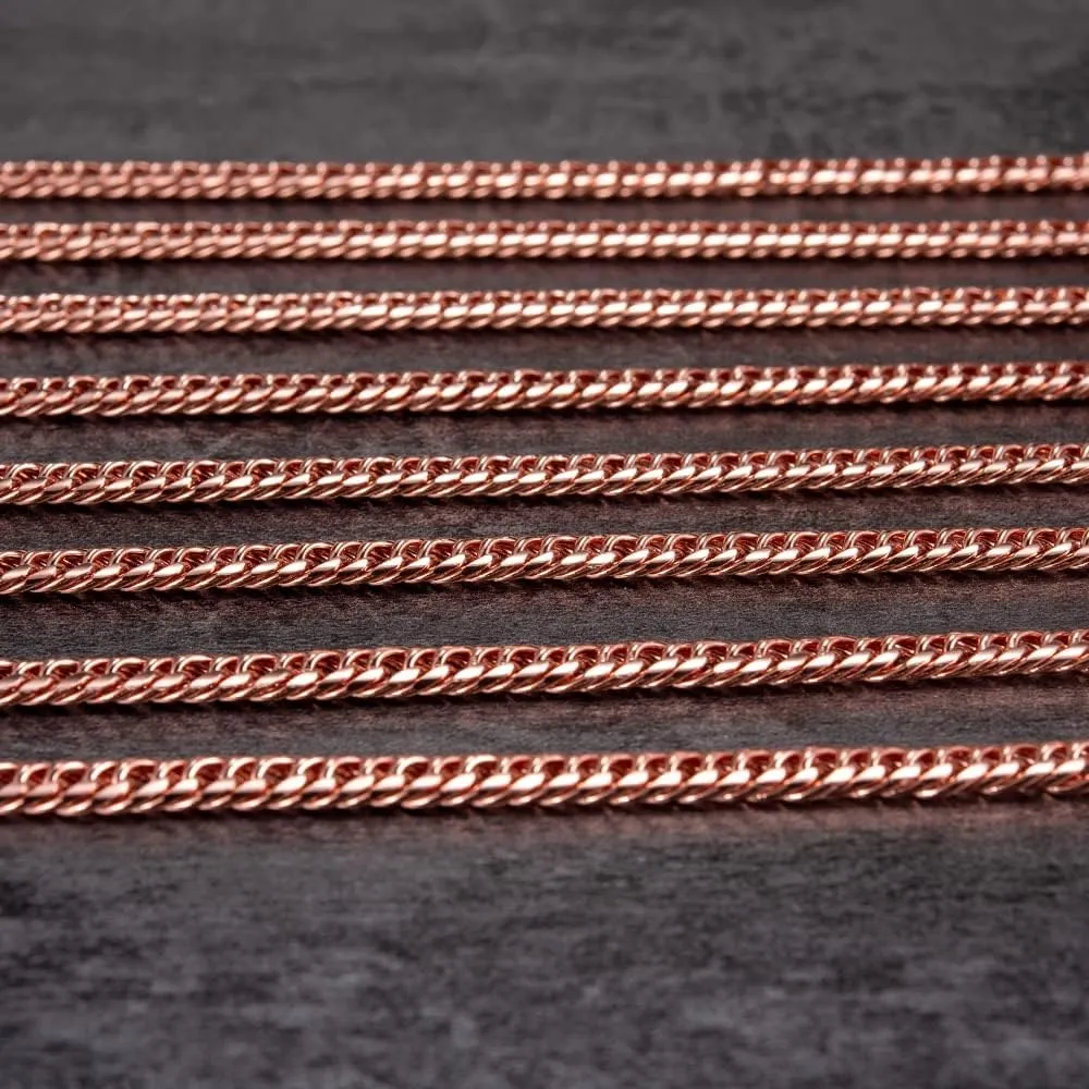 Pure Copper Bracelet (3PCS ONE PACKAGE) for Men Women Adjustable Cuban Chain Link Lobster Clasp 6mm Anti-scratch Bracelets 7-10.5 Inch