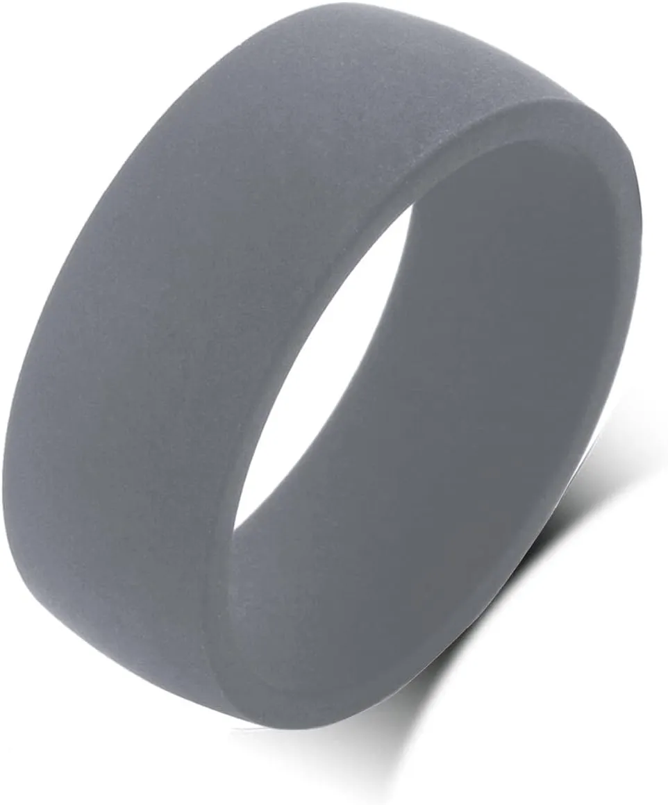 QINGDUO 8.7MM Christian Custom Engraved Inspirational Silicone Ring for Women Men Lightweight Comfort Fit Plane Flexible Band Inspirational Faith Cross Ring Christian Religious Confirmation Gifts