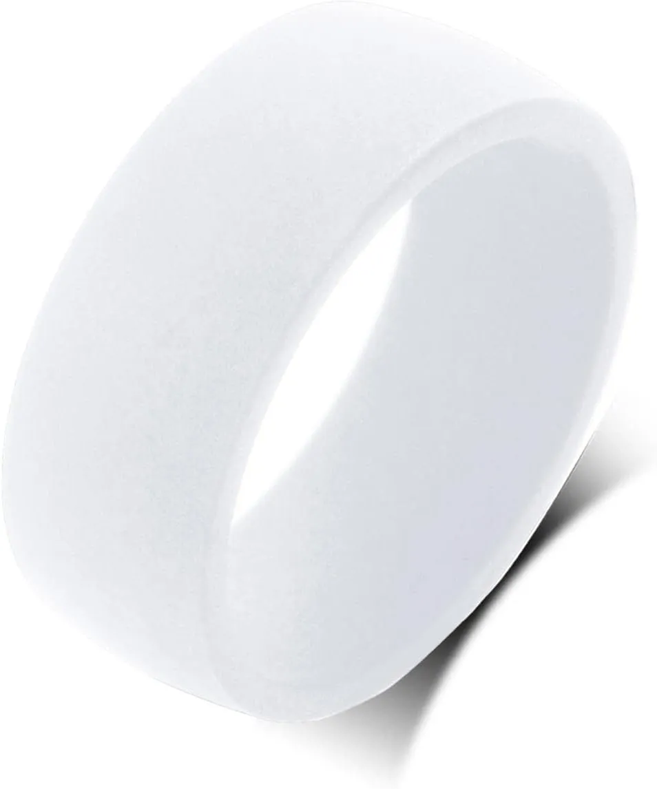 QINGDUO 8.7MM Christian Custom Engraved Inspirational Silicone Ring for Women Men Lightweight Comfort Fit Plane Flexible Band Inspirational Faith Cross Ring Christian Religious Confirmation Gifts