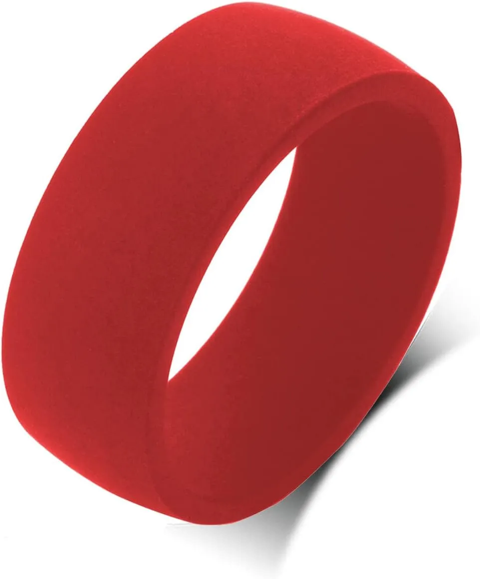 QINGDUO 8.7MM Christian Custom Engraved Inspirational Silicone Ring for Women Men Lightweight Comfort Fit Plane Flexible Band Inspirational Faith Cross Ring Christian Religious Confirmation Gifts