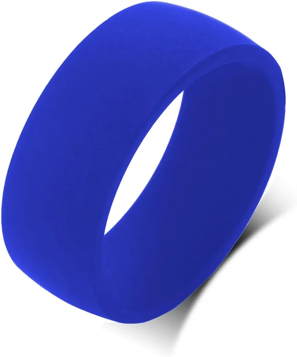 QINGDUO 8.7MM Christian Custom Engraved Inspirational Silicone Ring for Women Men Lightweight Comfort Fit Plane Flexible Band Inspirational Faith Cross Ring Christian Religious Confirmation Gifts