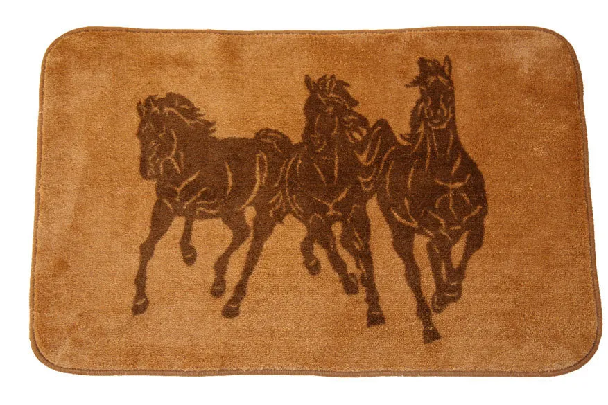 "3 Horses" Western Bath/Kitchen Rug - Choose from 2 Sizes!