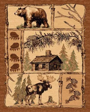 "Bear, Cabin & Moose"  Area Rug - 2 x 7