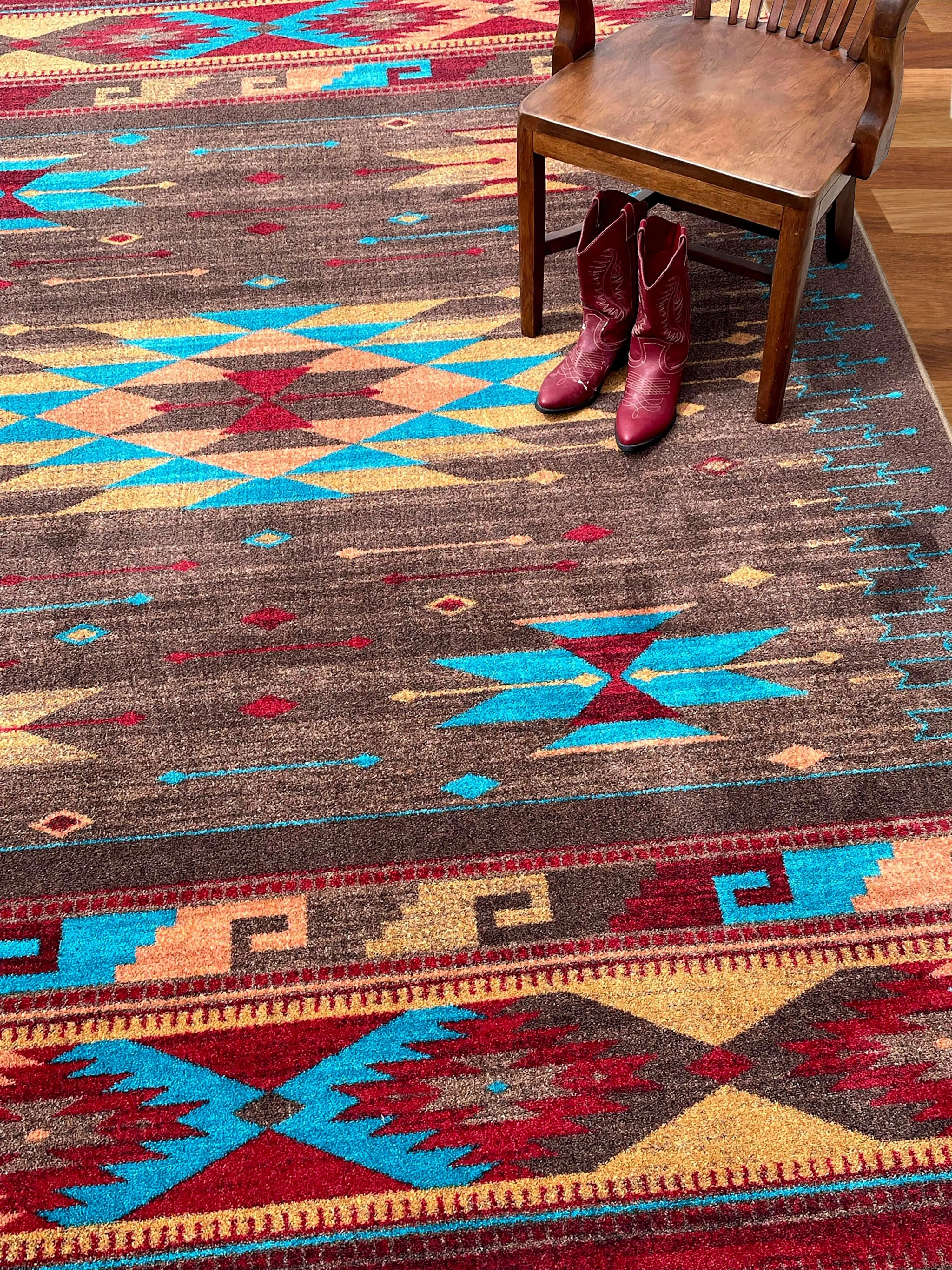 "Espuela Turquoise" Western Area Rugs - Choose from 6 Sizes!