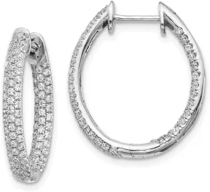 Real 14k White Gold Diamond In-Out Hinged Hoop Earrings - 22mm x 18mm (1.236 cttw.)