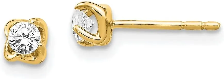 Real 14k Yellow Gold Diamond Post Studs Earrings 4mm (.2 cttw.)