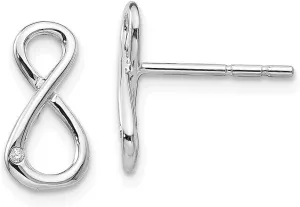 Real 925 Sterling Silver Diamond Infinity Love Knot Symbol Symbol Post Studs Earrings - 12mm x 7mm (.01 cttw.)