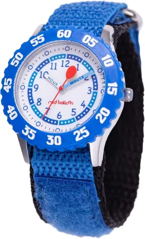 Red Balloon Kids' Bezel Stainless Steel Time Teacher Analog Nylon Strap Watch