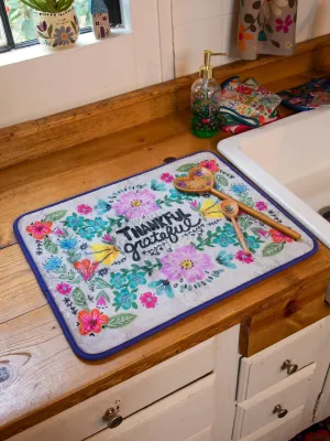 Reversible Dish Drying Mat - Thankful & Grateful