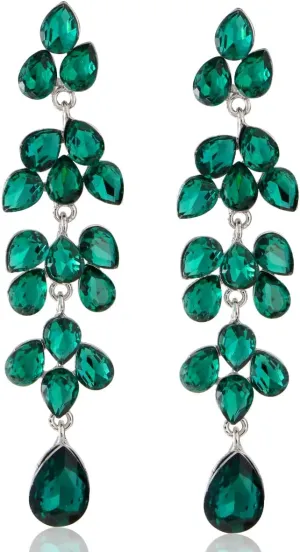 Rhinestone Drop Earrings for Wedding - Women's Bridal Vintage Chandelier Statement Teardrop Crystal CZ Cluster Leaf Wing Dangle Earrings for Bride Bridesmaids Party Prom