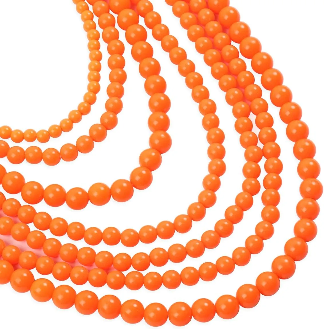 RIAH FASHION Multi Beaded Bubble Statement Necklace - Round Ball Chunky Drape Bib Collar Marbled, 7 Layer Long