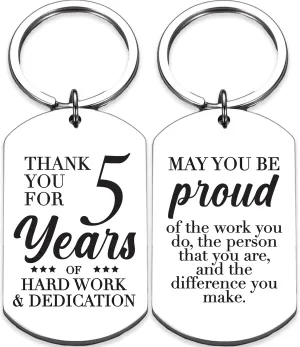 Rosa Vila Work Anniversary Keychain, Employee Gift for Work Anniversary, Coworker, 1-Year, 5-Year, 10-Year, 20-Year