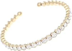 Rosemarie & Jubalee Women's Comfort Flex Crystal Rhinestone Bangle Cuff Bracelet