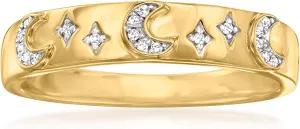 Ross-Simons Diamond Moon and Star Ring in 18kt Gold Over Sterling
