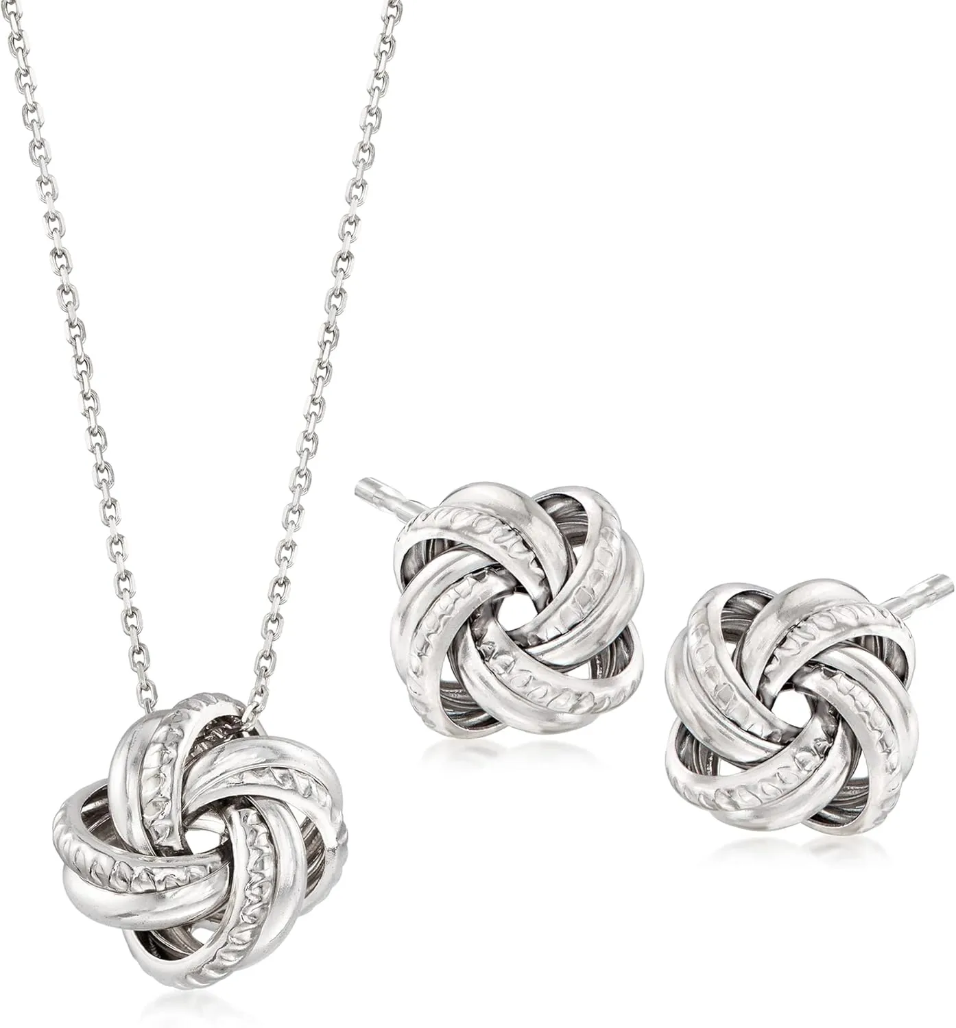 Ross-Simons Italian Sterling Silver Jewelry Set: Love Knot Necklace and Earrings