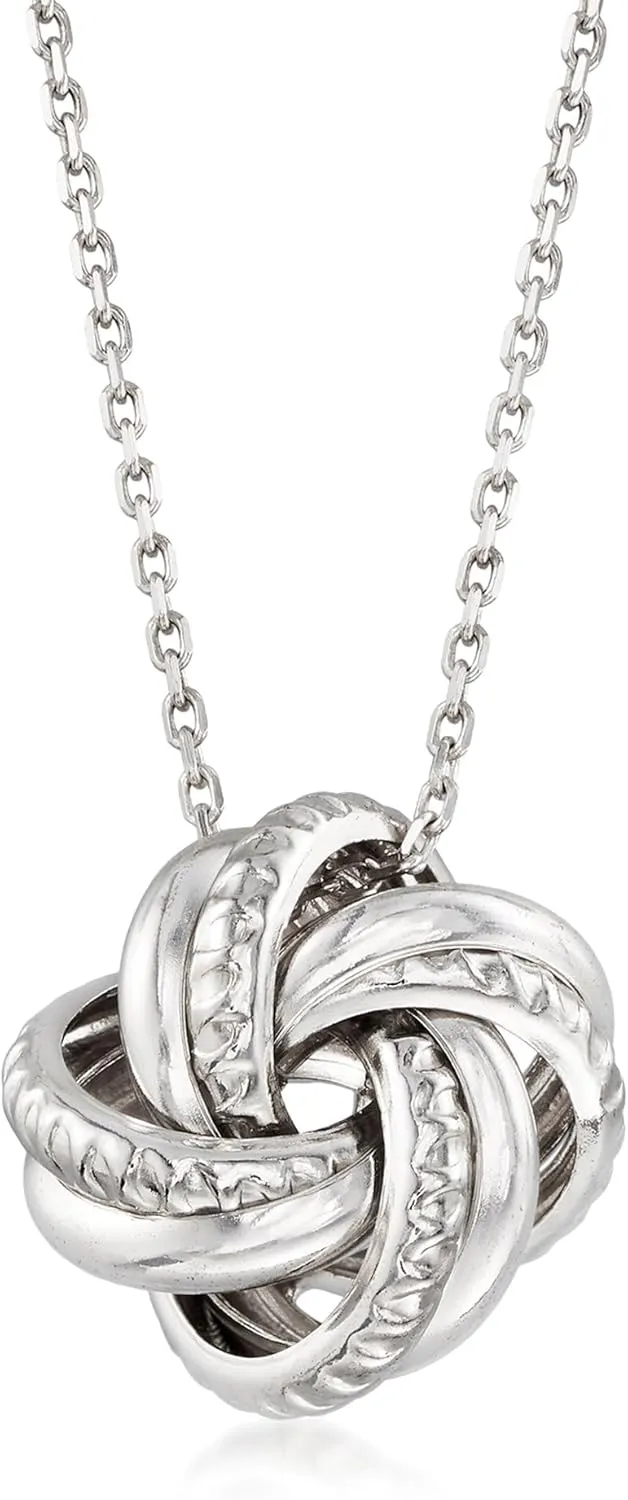 Ross-Simons Italian Sterling Silver Jewelry Set: Love Knot Necklace and Earrings