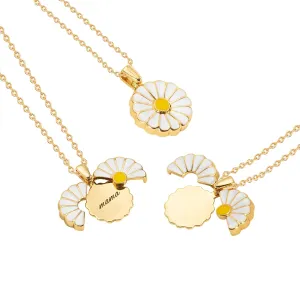 Russian Rings Necklace Custom - Tri Color Interlocking Engraved Necklace Linked Gold Round Necklace for Women (Daisy Name, brass)