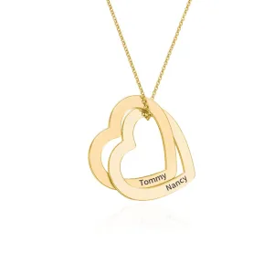 Russian Rings Necklace Custom - Tri Color Interlocking Engraved Necklace Linked Gold Round Necklace for Women (Heart name, brass)