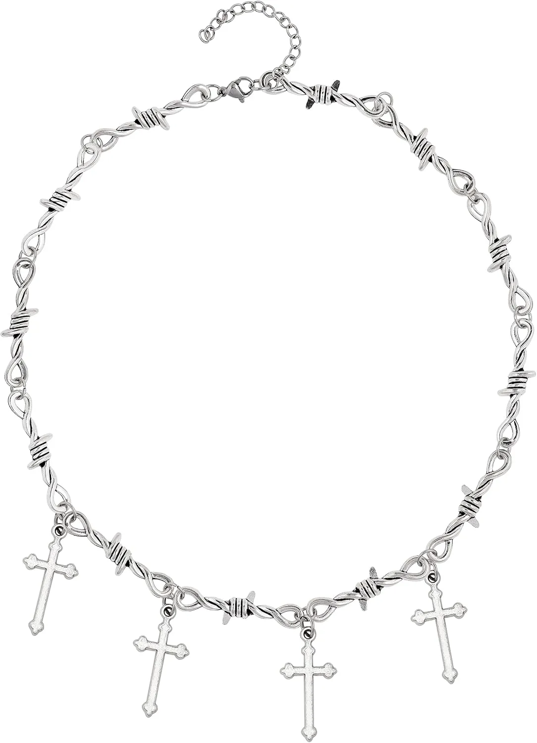 Sacina Gothic Punk Barbed Wire Cross Necklace, Cross Punk Grunge Necklace, Costume Jewelry, Christmas New Year Jewelry Gift for Women