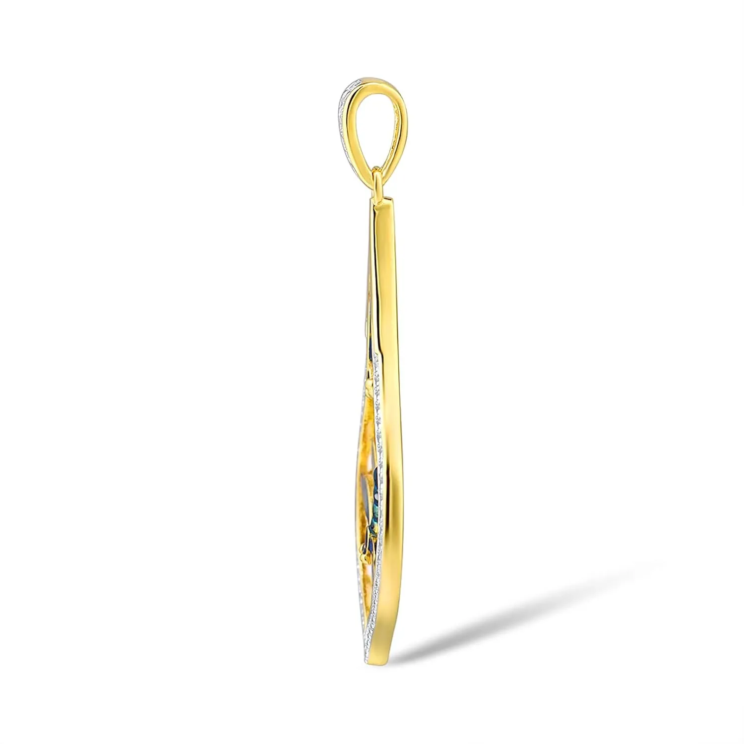 Santuzza 14K Gold Plating Dragonfly Cubic Zirconia Enamel Silver Pendant for Women