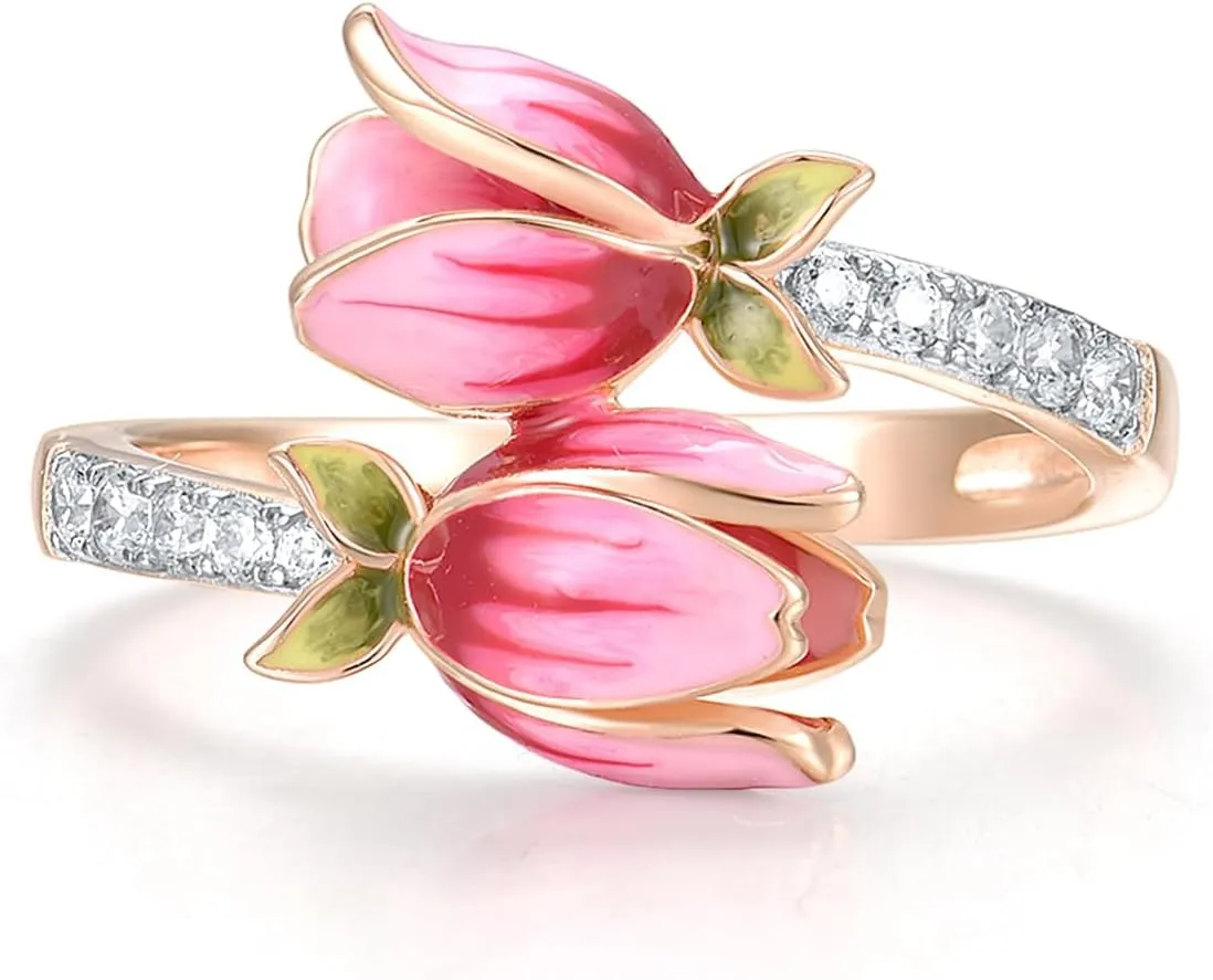 Santuzza 925 Sterling Silver Gemstone Flower Statement Ring for Women