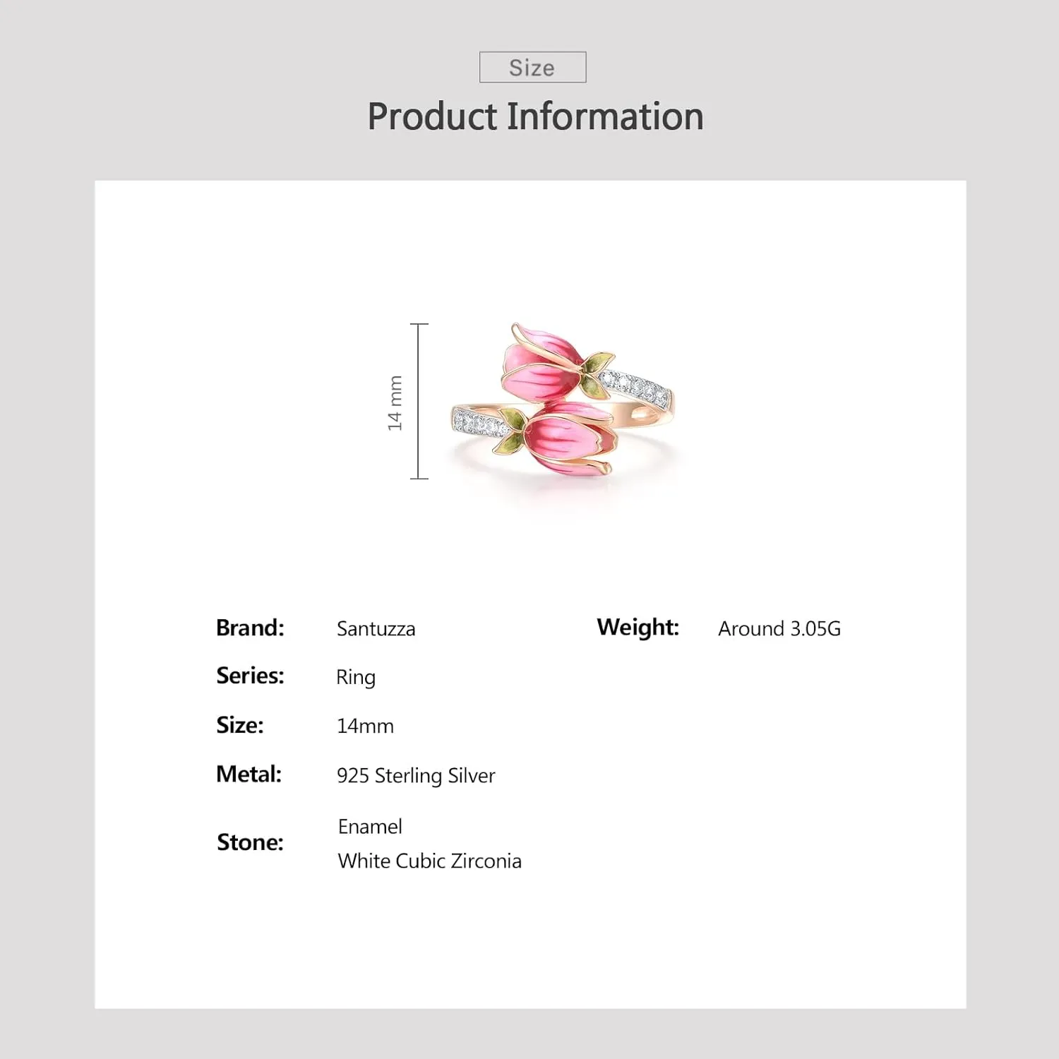 Santuzza 925 Sterling Silver Gemstone Flower Statement Ring for Women