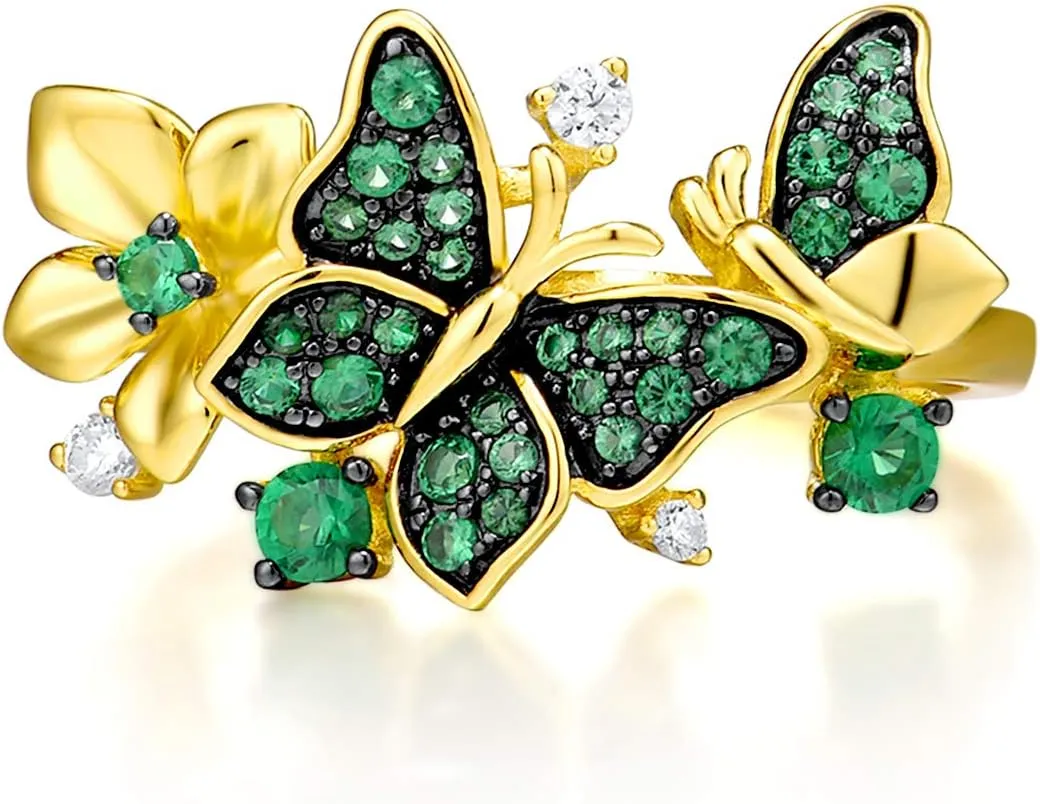 Santuzza Sterling Silver Butterfly Ring for Women