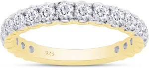 SAVEARTH DIAMONDS Round Cut Lab Created Moissanite Diamond Eternity Stackable Engagement Ring In 14K Gold Over Sterling Silver Jewelry For Women (VVS1 Clarity, 1.00 Cttw)