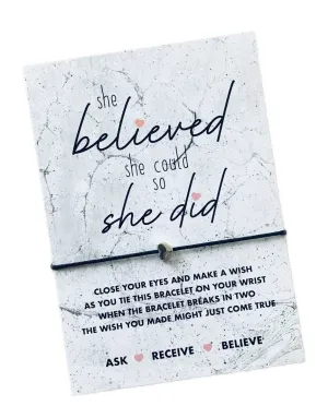 She believed she could so she did wish bracelet | International Women's day gift | Empowerment gift | Female achievement gift