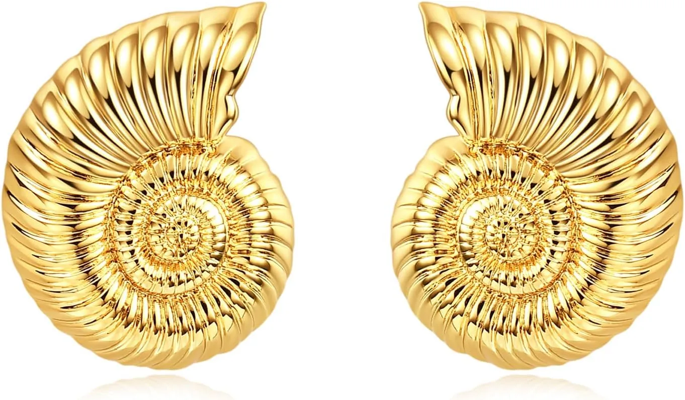 Shell Seashell Earrings for Women,Gold Beach Conch Shell Stud Earrings Gifts for Women