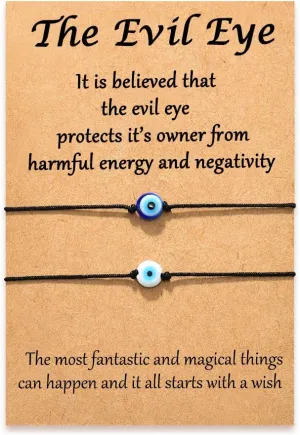 Shonyin Handmade Evil Eye Bracelets Set with Card Red String Bracelet Kabbalah Protection Luck Amulet for Women Men Family Friends