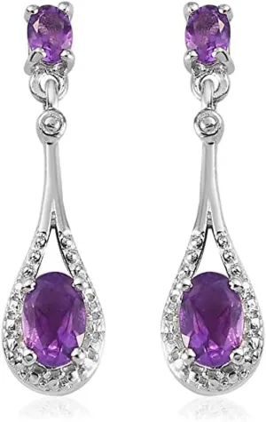 Shop LC Amethyst Earrings - Platinum Plated Dangle Earrings for Women - February Birthstone Drop Costume Jewelry for Women Birthday Gifts