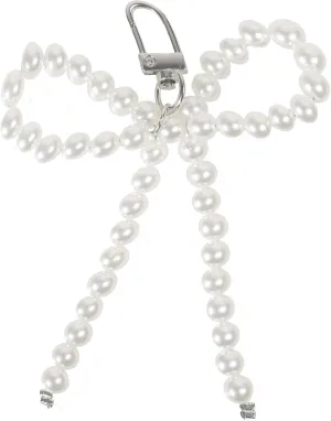 Silver Heart Pearl Bow Keychain Y2k Bowknot Keyring Sweet Bag Car Keys Charms Accessories for Women Girls