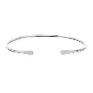 Smooth Sterling Silver Cuff Bracelet with Hammered Ends, Handmade Skinny Bangle in Solid Sterling Silver for Women by Lotus Stone Jewelry (Small, Silver)