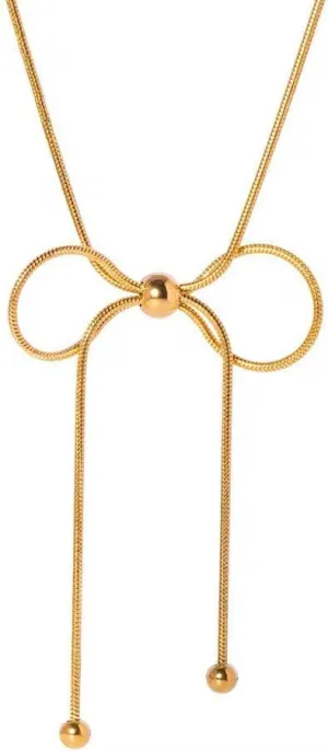 Sparkle Blooms 18K Gold Plated Bow Knot Necklace, Cute Jewelry Gift for Women, Wife, Mom, Daughter, Girlfriend