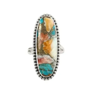Spiny Oyster Copper Turquoise Ring 925 Sterling Silver Handmade Designer Ring For Women Perfect For Promise Proposal Halloween Best Friend Gift For Her Boho Turquoise Gemstone Dainty Jewelry By NKG