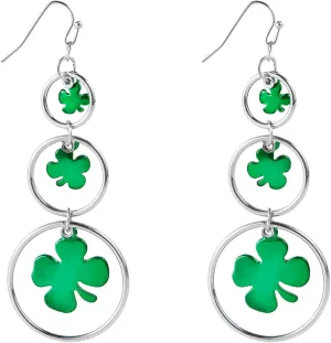 St Patrick's Day Dangle Earrings, Green Shamrock Earrings Lucky Four Leaf Clover Earrings Irish St Patricks Day Accessories Dangle Earrings for Women Girls Gift