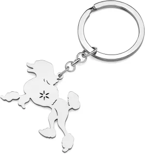 Stainless Steel Cute Poodle Keychain Dog Keyring Goldendoodle Gifts for Women Girls Car Key Accessories Purse Charms