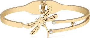Stainless Steel Dragonfly Bracelets Jewelry 18K Gold Dainty Bangle Gifts for Women Charms
