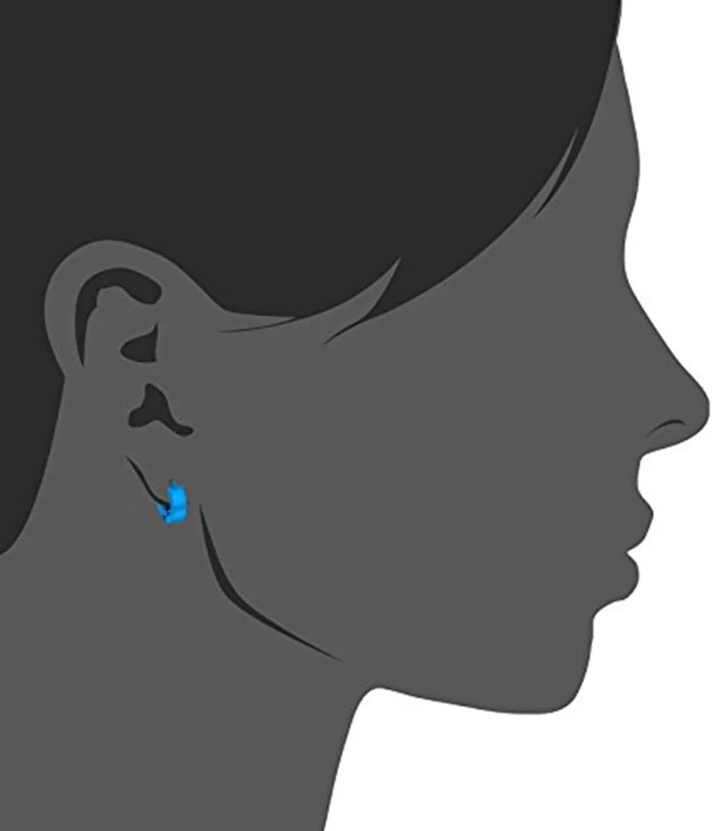 Stainless Steel Huggie Earrings - Unisex Cool Small Hypoallergenic Hoop Stud Earring Piercings (1pair Blue)