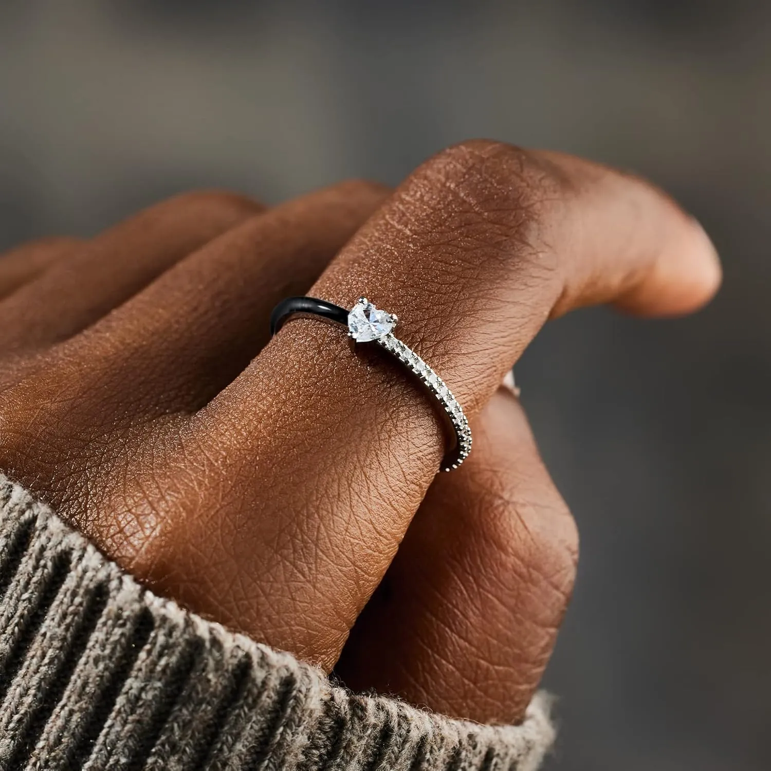 STORYJEWELLERY Heart Rings for Women, Purity Ring, 925 Sterling Silver Rings for Women, Dainty Promise Rings for Her, Inspirational Gifts for Women