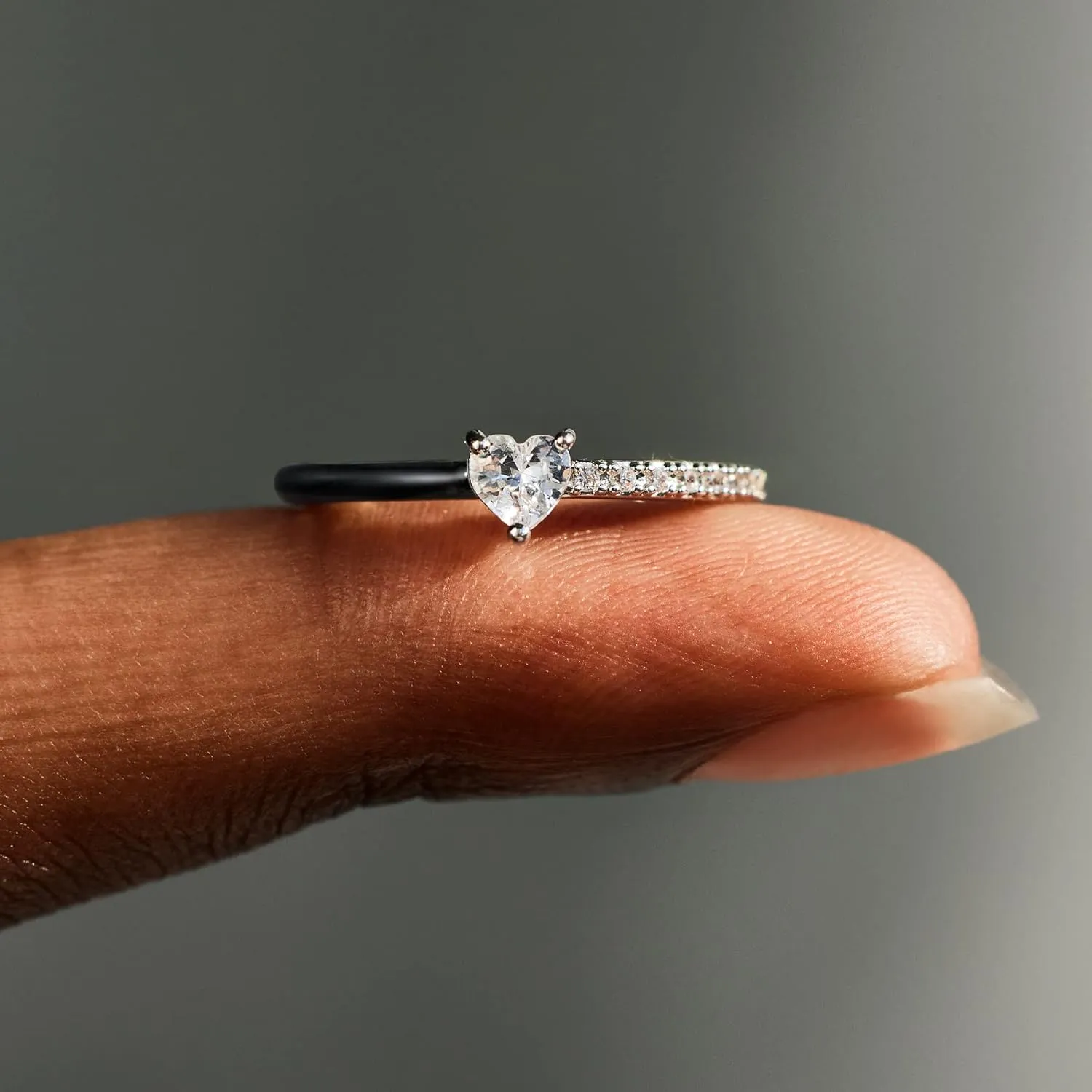 STORYJEWELLERY Heart Rings for Women, Purity Ring, 925 Sterling Silver Rings for Women, Dainty Promise Rings for Her, Inspirational Gifts for Women