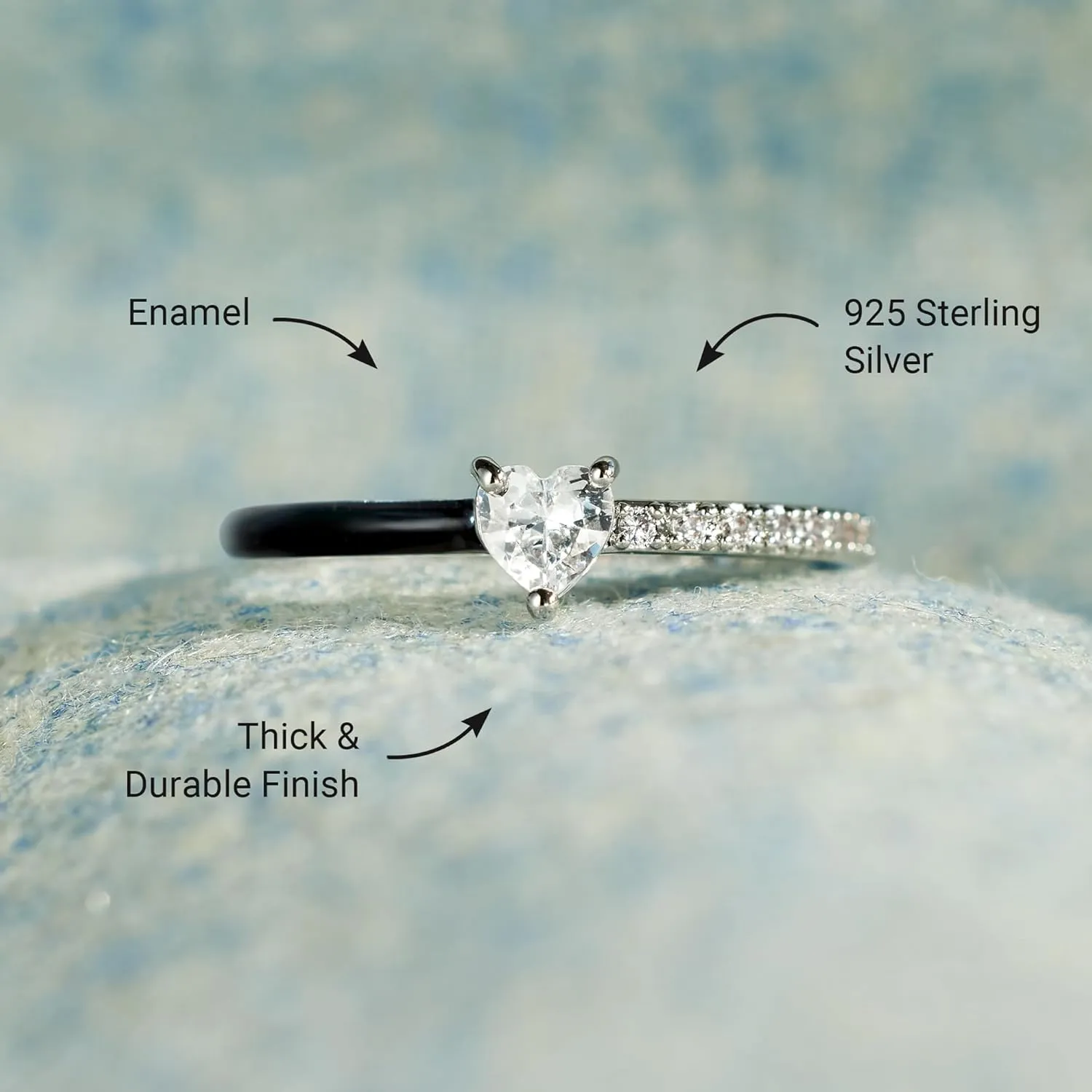 STORYJEWELLERY Heart Rings for Women, Purity Ring, 925 Sterling Silver Rings for Women, Dainty Promise Rings for Her, Inspirational Gifts for Women