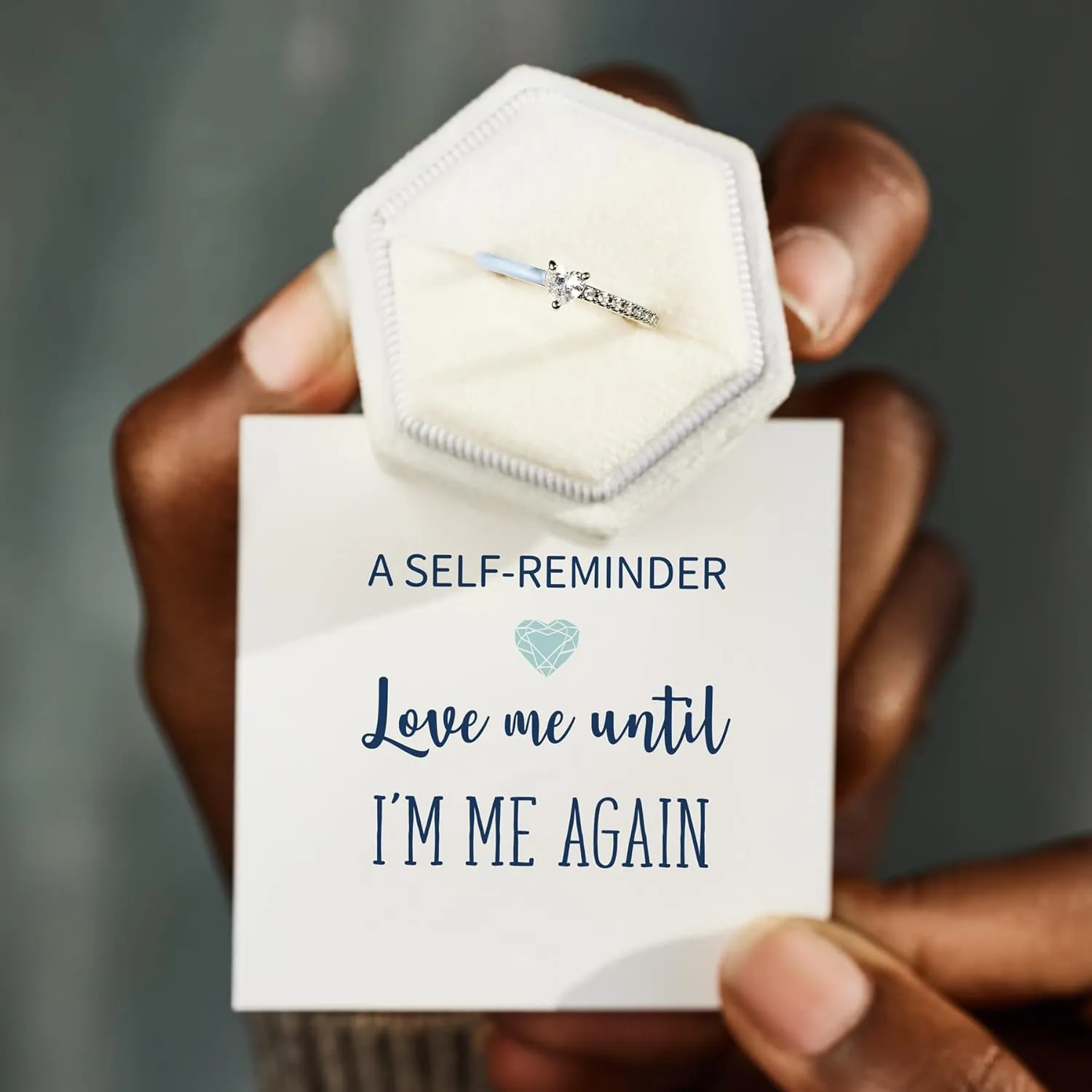 STORYJEWELLERY Heart Rings for Women, Purity Ring, Heart Shaped Enamel Ring, Dainty Promise Rings for Her, Inspirational Gifts for Women