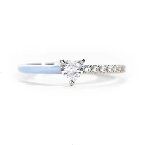 STORYJEWELLERY Heart Rings for Women, Purity Ring, Heart Shaped Enamel Ring, Dainty Promise Rings for Her, Inspirational Gifts for Women