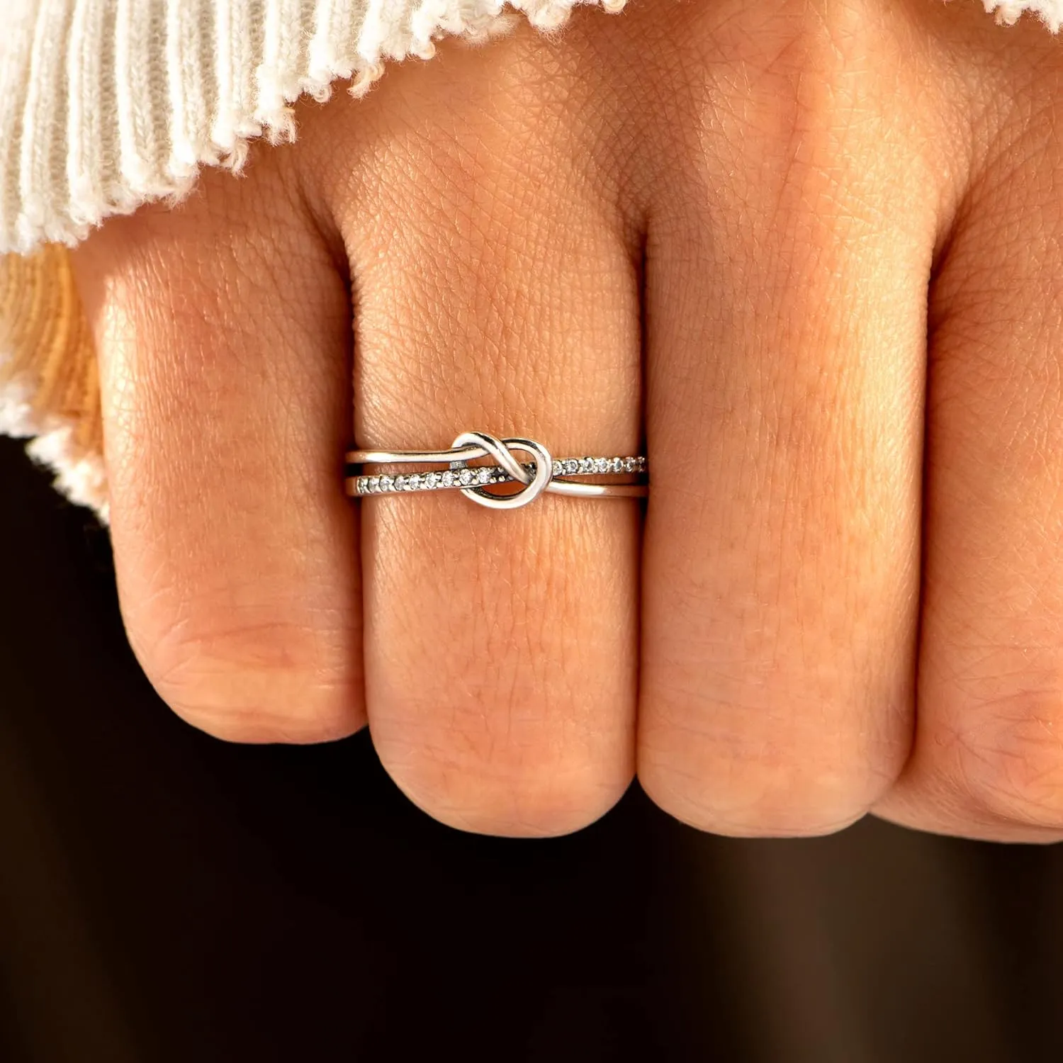 STORYJEWELLERY Mother Daughter Rings, 925 Sterling Silver Knot Ring, Mom Rings for Women, Birthday Gifts for Mom, Mother Daughter Gift